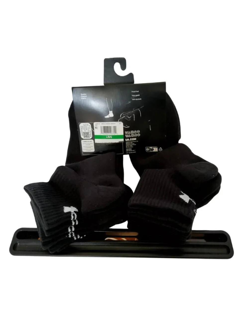 Under Armour Mens Training Cotton Socks Black Six pairs included Size Large